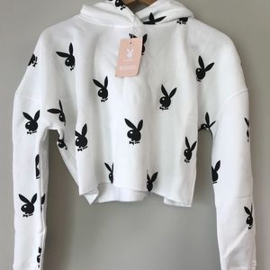 Soft Playboy Bunny Crop Sweatshirt New w/ Tags